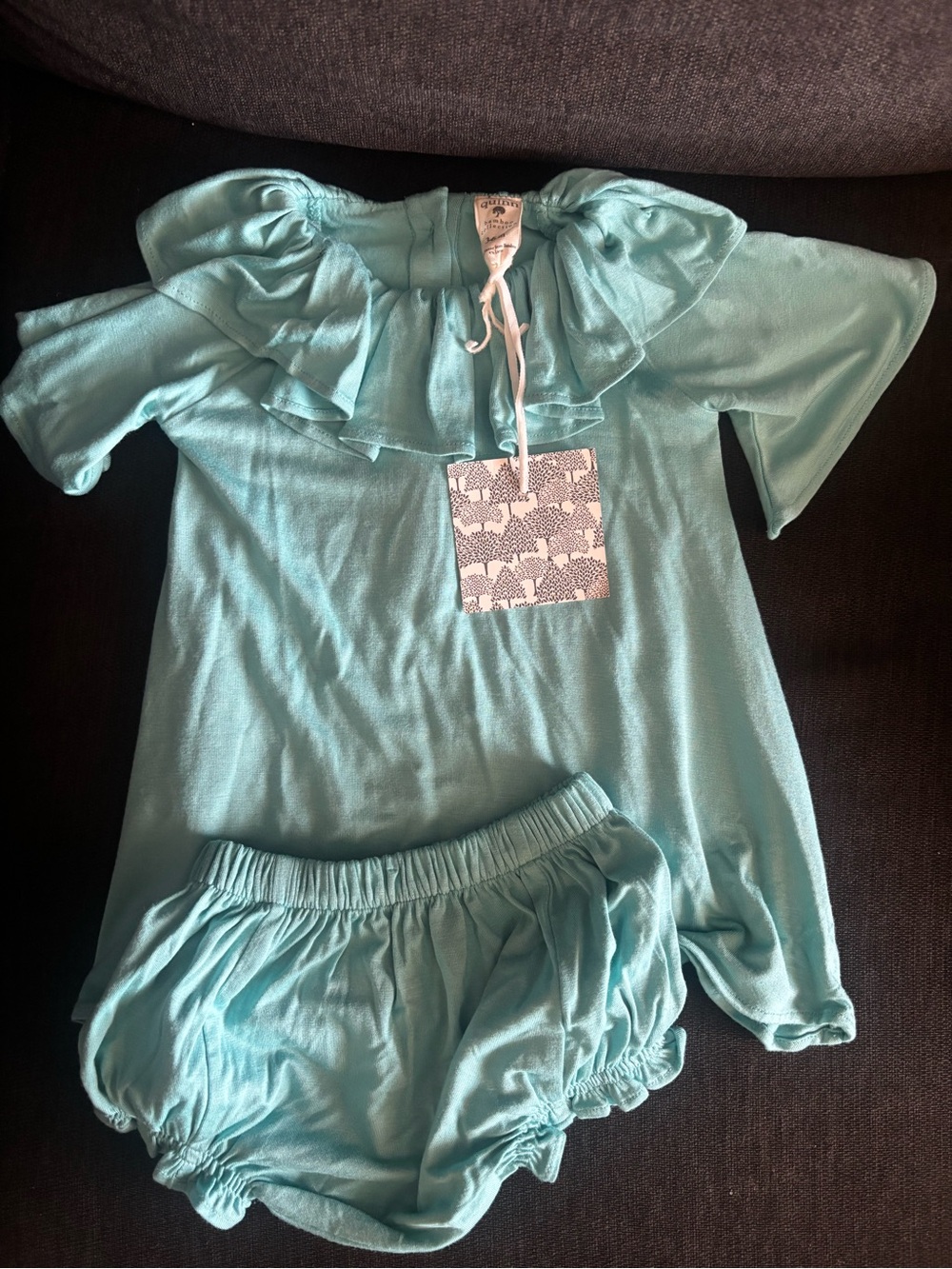 kate quinn Light Aqua Ruffle Top with Matching Bloomers